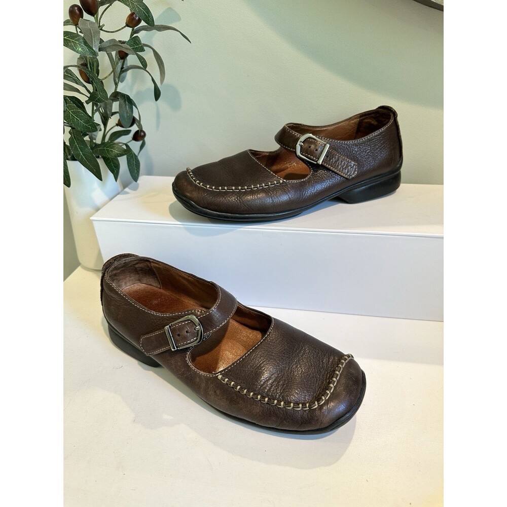 Hush Puppies Concord Brown Leather Mary Jane Comfort Shoes Womens Size 8.5W Wide